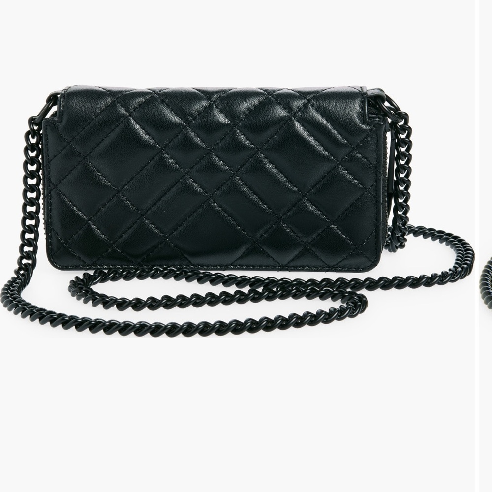 Sale NWT Kurt Geiger London Brixton Drench crossbody quilted black leather bag.
